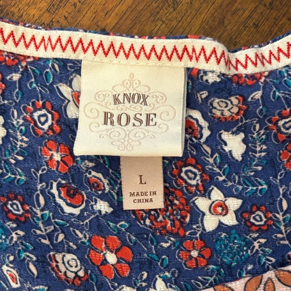 Knox Rose Blue and Red Floral Blouse - Picture 3 of 4